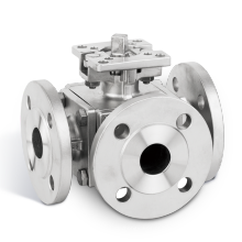 CF8/CF8M/WCB Aço inoxidável Válvula de flange de três vias